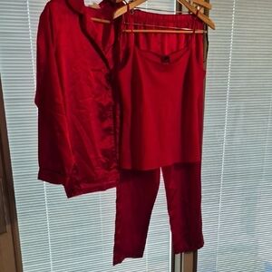 Red Pajama Set Satin Feel Size M From Multiple Makers